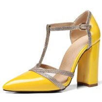 Patent Leather T-strap Pointed Wedding Pump-0