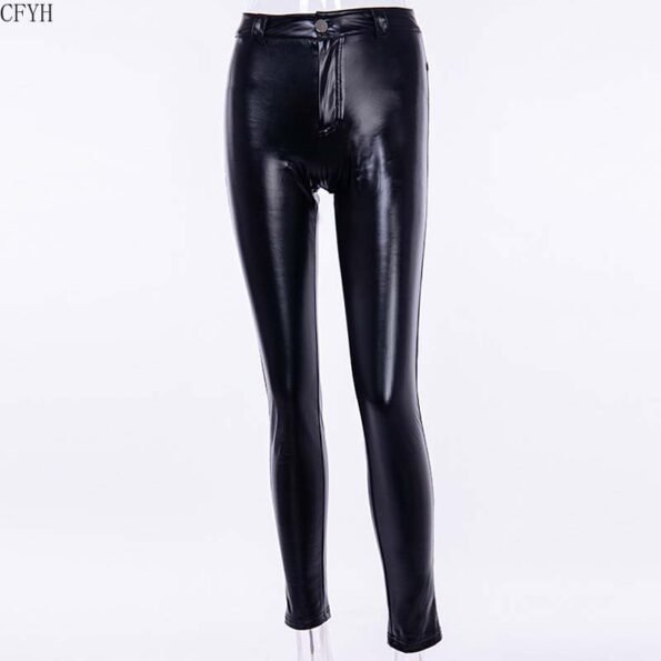 Punk Bodycon Faux Pu Leather Push Up Pant-4046