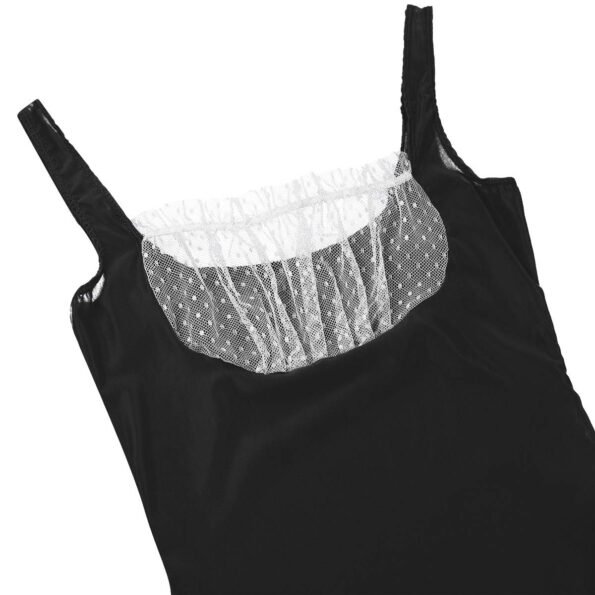 Sheer See Through Fancy Maid Exotic Sleeveless High Cut Leotard-5754