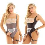 Sheer See Through Fancy Maid Exotic Sleeveless High Cut Leotard-0