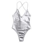 Shiny Metallic Stretchy Monokini Bodycon High Cut Dance Leotard-0