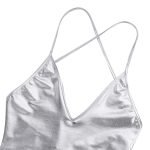 Shiny Metallic Stretchy Monokini Bodycon High Cut Dance Leotard-0