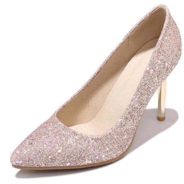 Slip On Pointed Toe Pink Wedding Pumps-7735