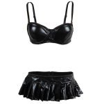 Solid Leather Temptation Saucy Leather Bra And Dress-0