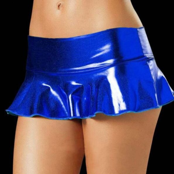 Wet LookMetallic Shiny Bodycon Faux Leather Mini Skirt-4556