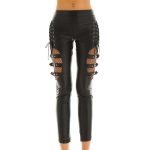 Wet Look Faux Leather  Shinny Stretchy Punk Erotic Pants-0