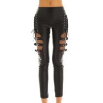 Wet Look Faux Leather Shinny Stretchy Punk Erotic Pants-0