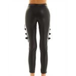 Wet Look Faux Leather  Shinny Stretchy Punk Erotic Pants-0