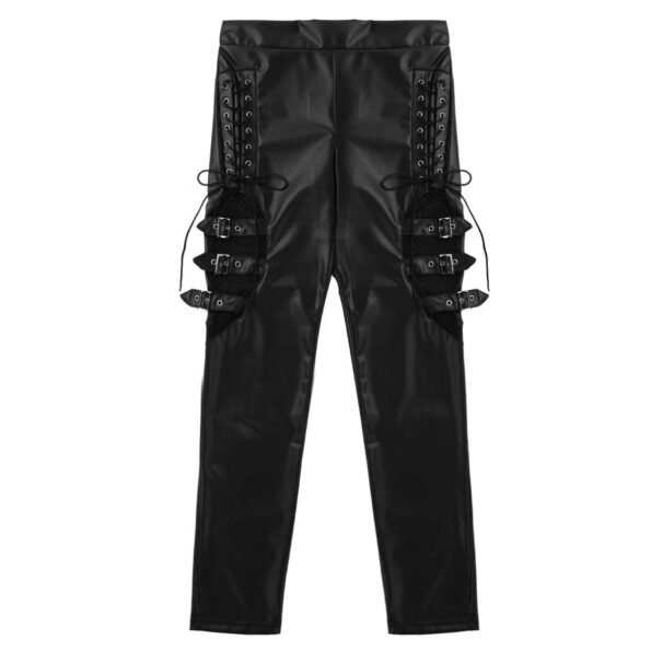 Wet Look Faux Leather Shinny Stretchy Punk Erotic Pants-6219