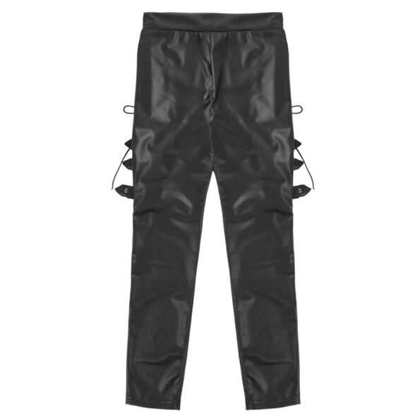 Wet Look Faux Leather Shinny Stretchy Punk Erotic Pants-6220