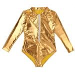 Wet Look Patent Leather Exotic Long-Sleeve Zipper Bodysuit-0