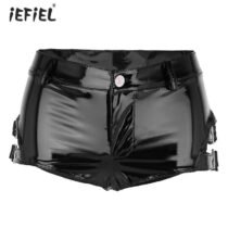 Wet Look Patent Leather Shorts Party Dance Erotic Pants-0