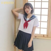 White Three Lines Japanese School Uniform Set-4674