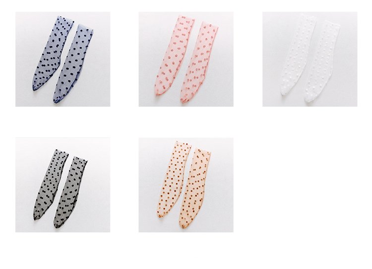 Crossdresser Korean Polka Dot Tulle Ultra-Thin Long Socks