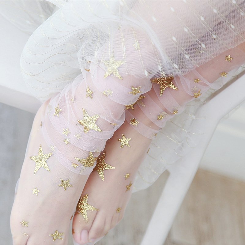 Crossdresser Shine Star Tulle Thin Transparent Funny Socks