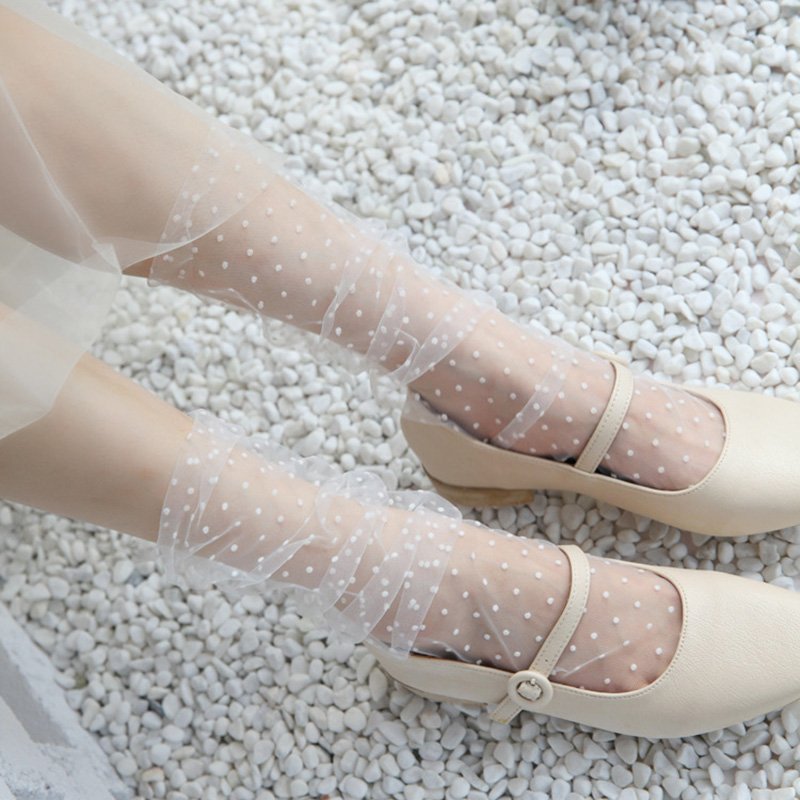 Crossdresser Dot Tulle Ultra-thin Lace Socks