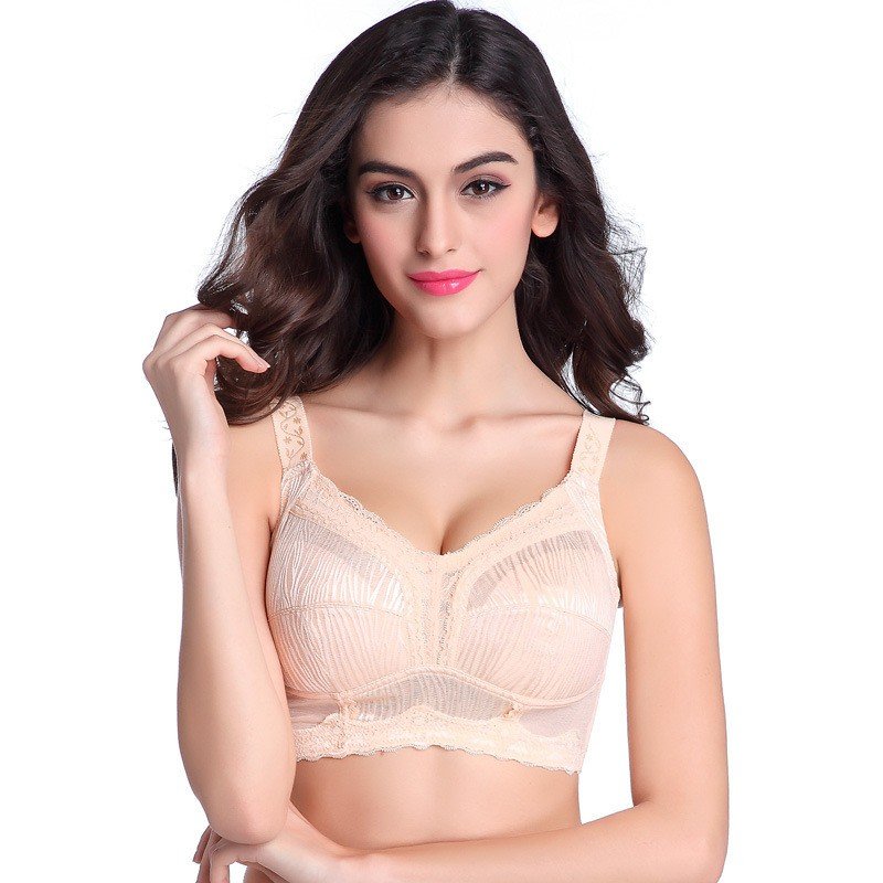 Crossdresser Solid Full Cup Wire Free Minimizer Underwear Thin Cup Bra