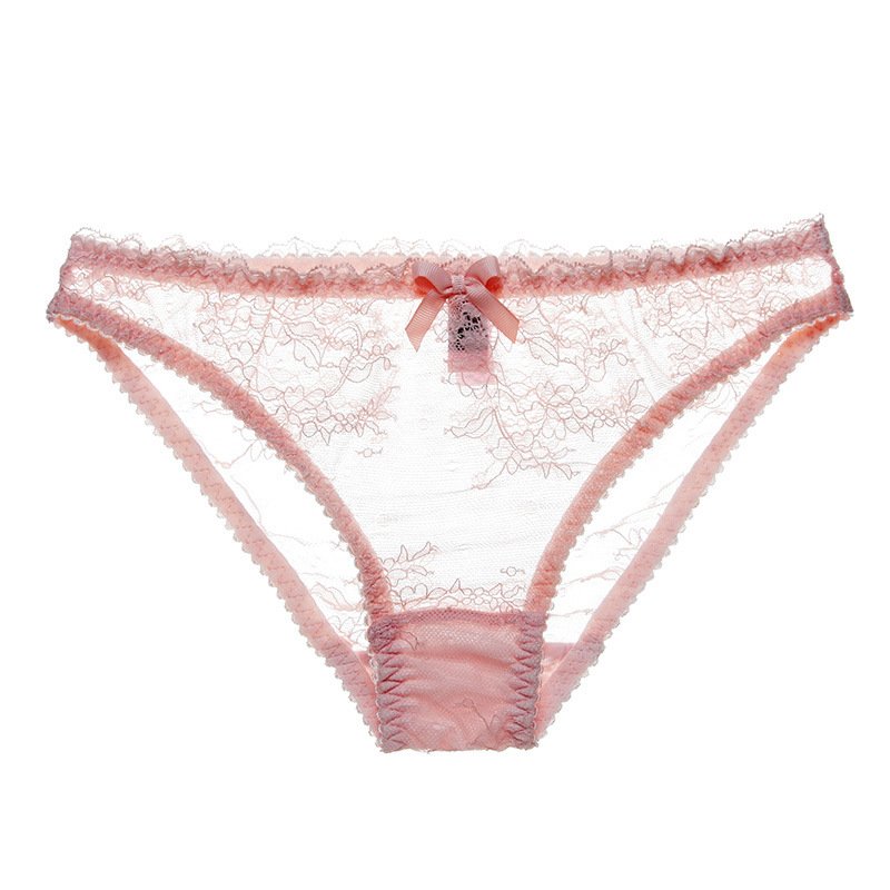 Crossdresser Lace Hollow Underwear Low-Rise Transparent Florals Panties