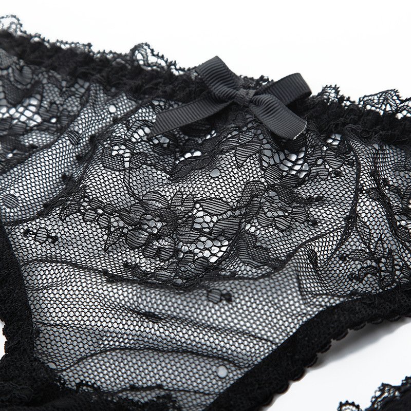 Crossdresser Lace Hollow Underwear Low-Rise Transparent Florals Panties