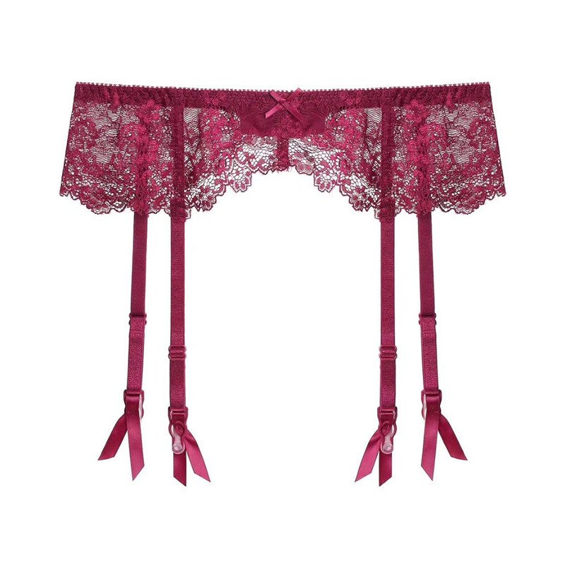 Crossdresser 2 Pcs Lace Flora Garter Belt Stockings Set