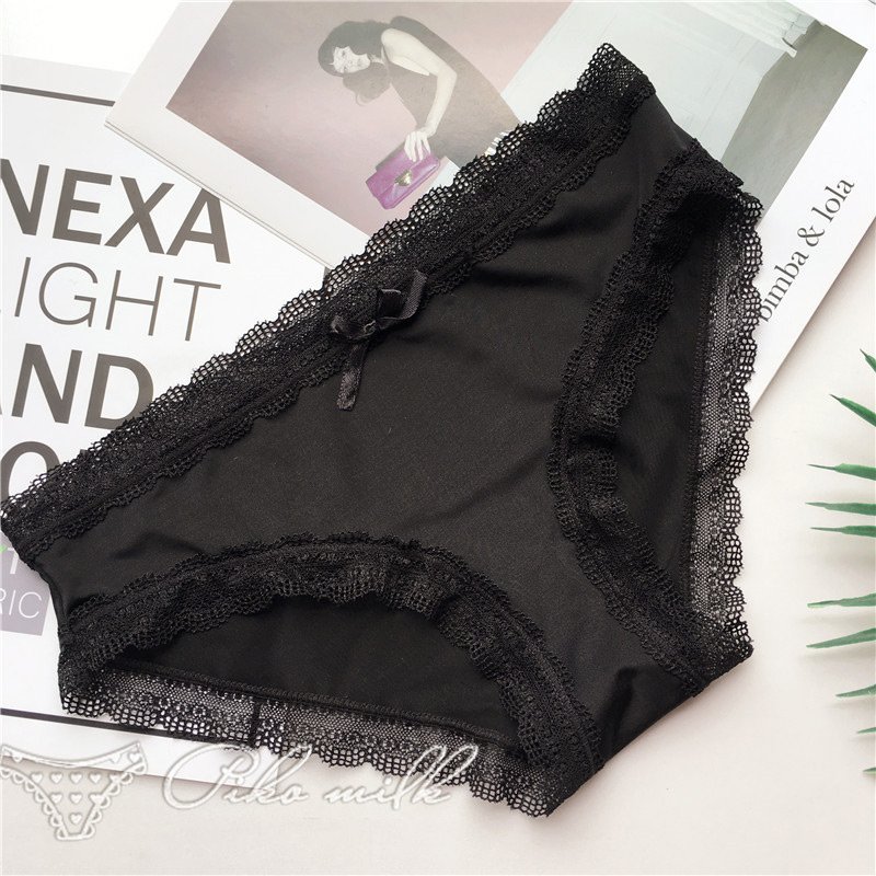 Crossdresser Ice Silk Lace Seamless Cute Girls Satin Panty