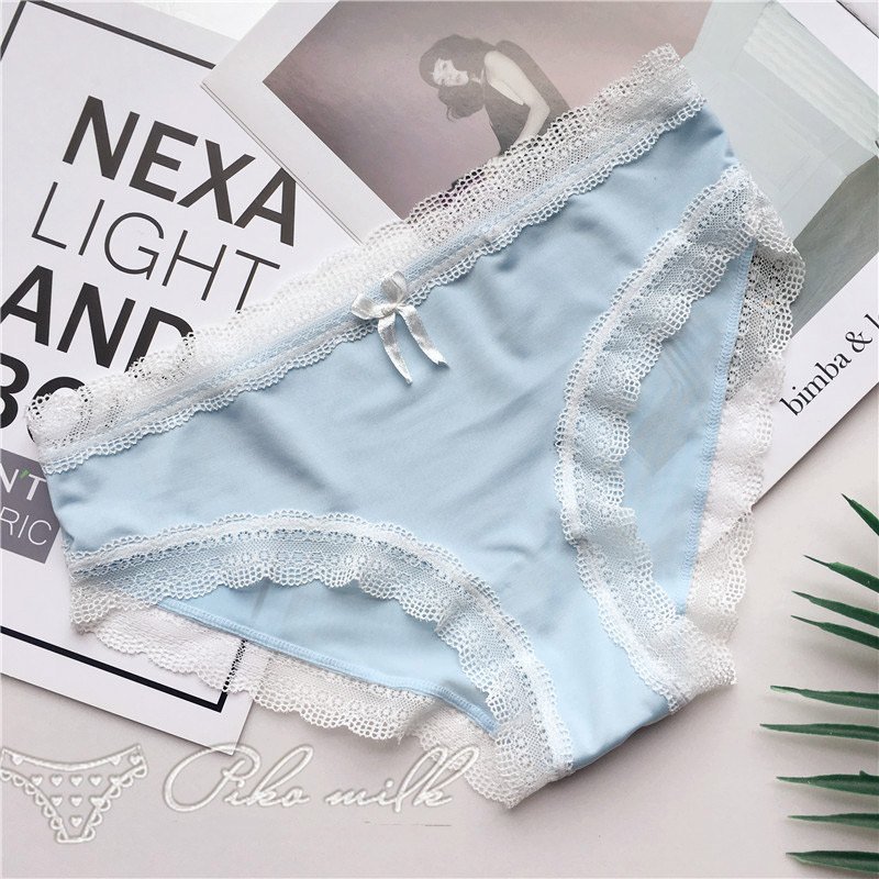 Crossdresser Ice Silk Lace Seamless Cute Girls Satin Panty