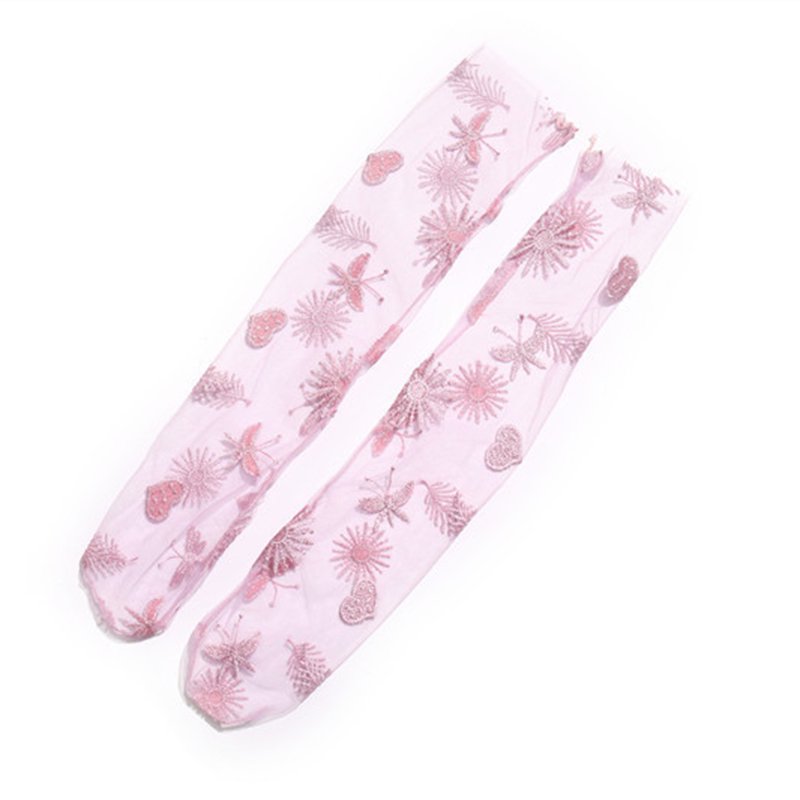 Crossdresser Heart Feather Tulle Thin Long Socks