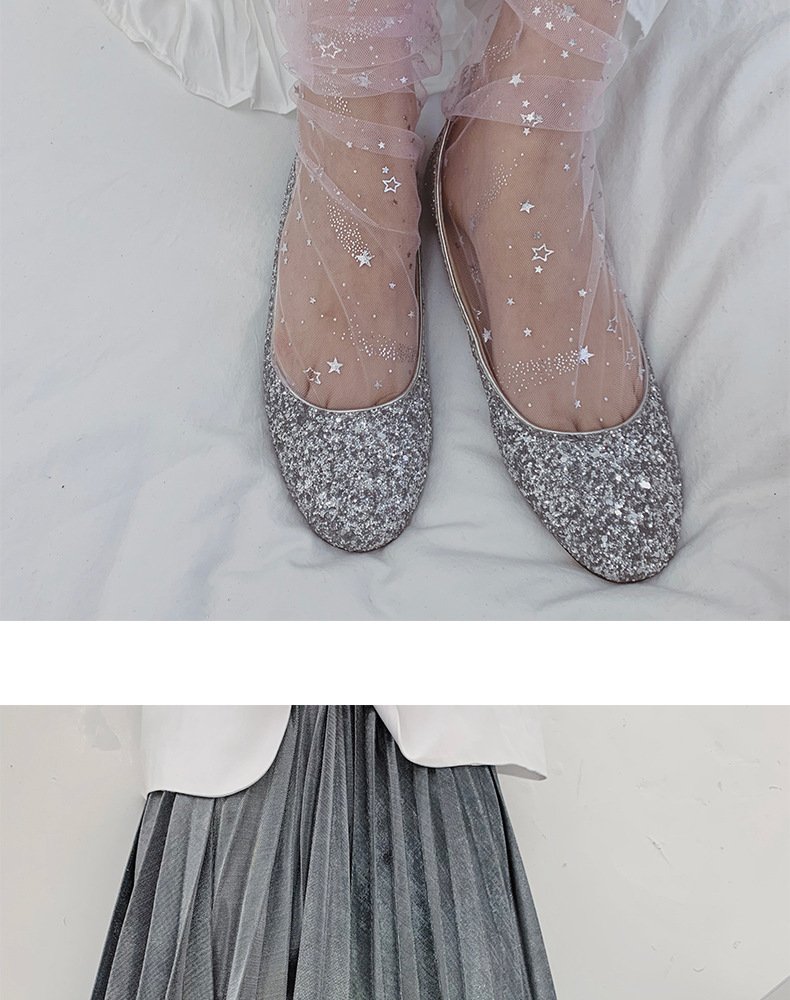 Crossdresser Shine Star Thin Tulle Transparent Long Socks