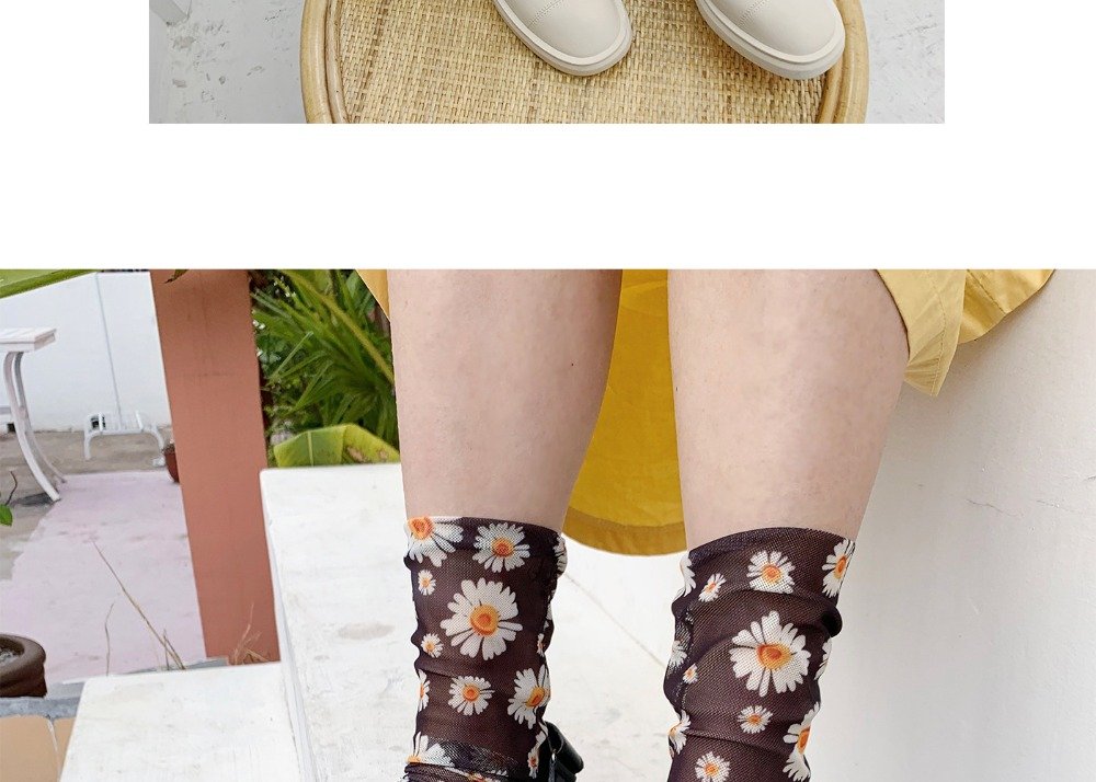 Crossdresser Flower Tulle Daisy Mesh Chiffon Socks