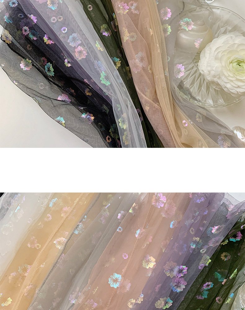 Crossdresser Shine Ultra-thin Tulle Transparent Flower Chiffon Socks