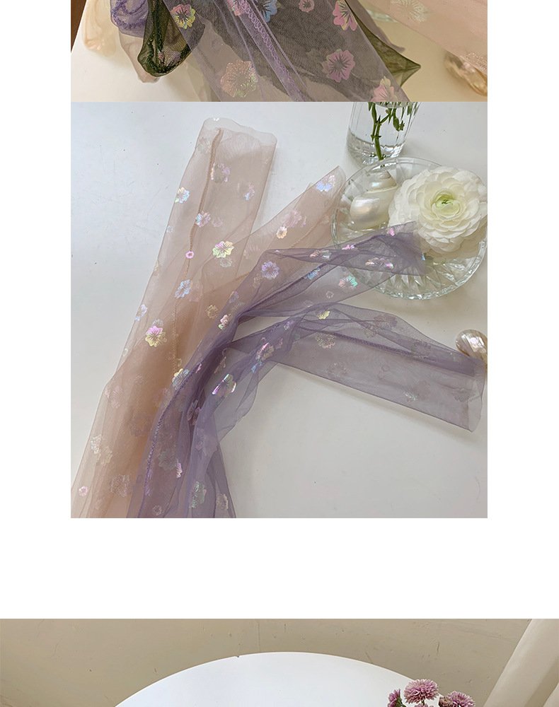 Crossdresser Shine Ultra-thin Tulle Transparent Flower Chiffon Socks