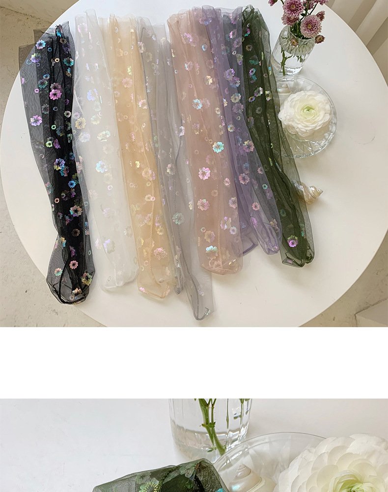 Crossdresser Shine Ultra-thin Tulle Transparent Flower Chiffon Socks