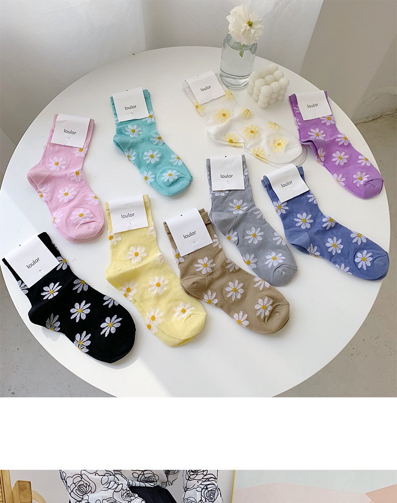 Crossdresser Long Daisy Flower Ankle Casual Breathable Socks