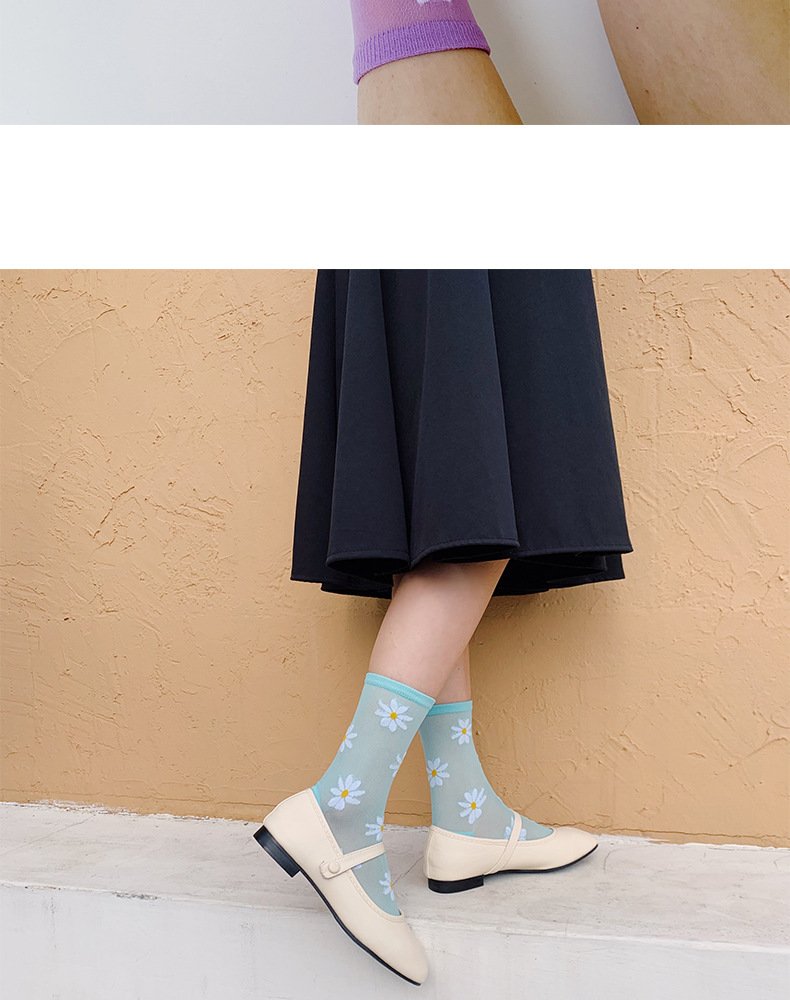 Crossdresser Long Daisy Flower Ankle Casual Breathable Socks