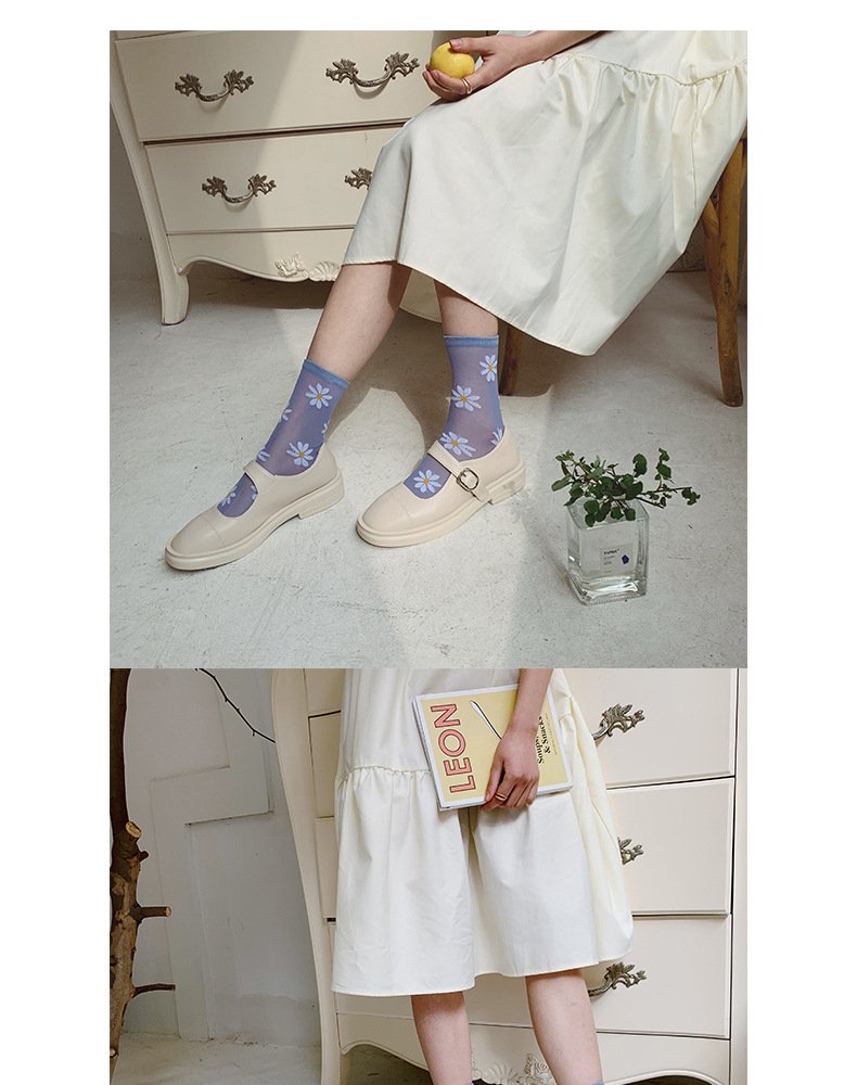 Crossdresser Long Daisy Flower Ankle Casual Breathable Socks