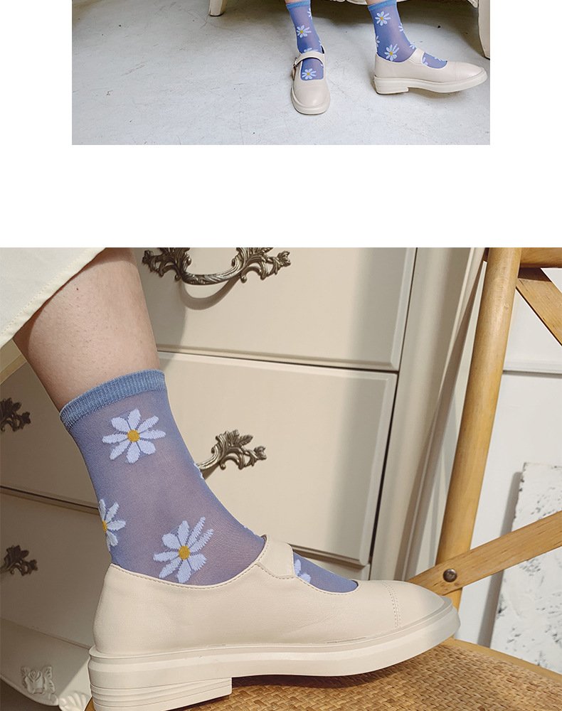 Crossdresser Long Daisy Flower Ankle Casual Breathable Socks