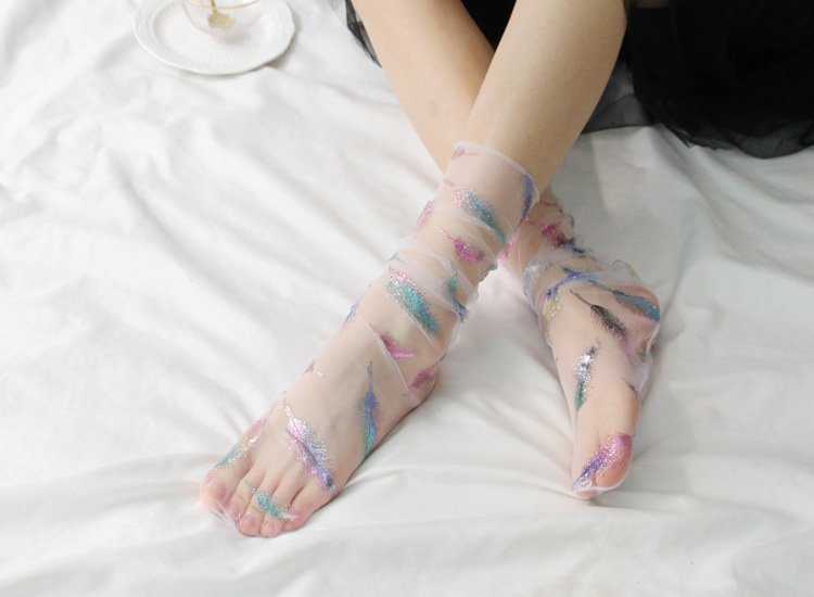 Crossdresser Ultra-thin Tulle Transparent Long Socks