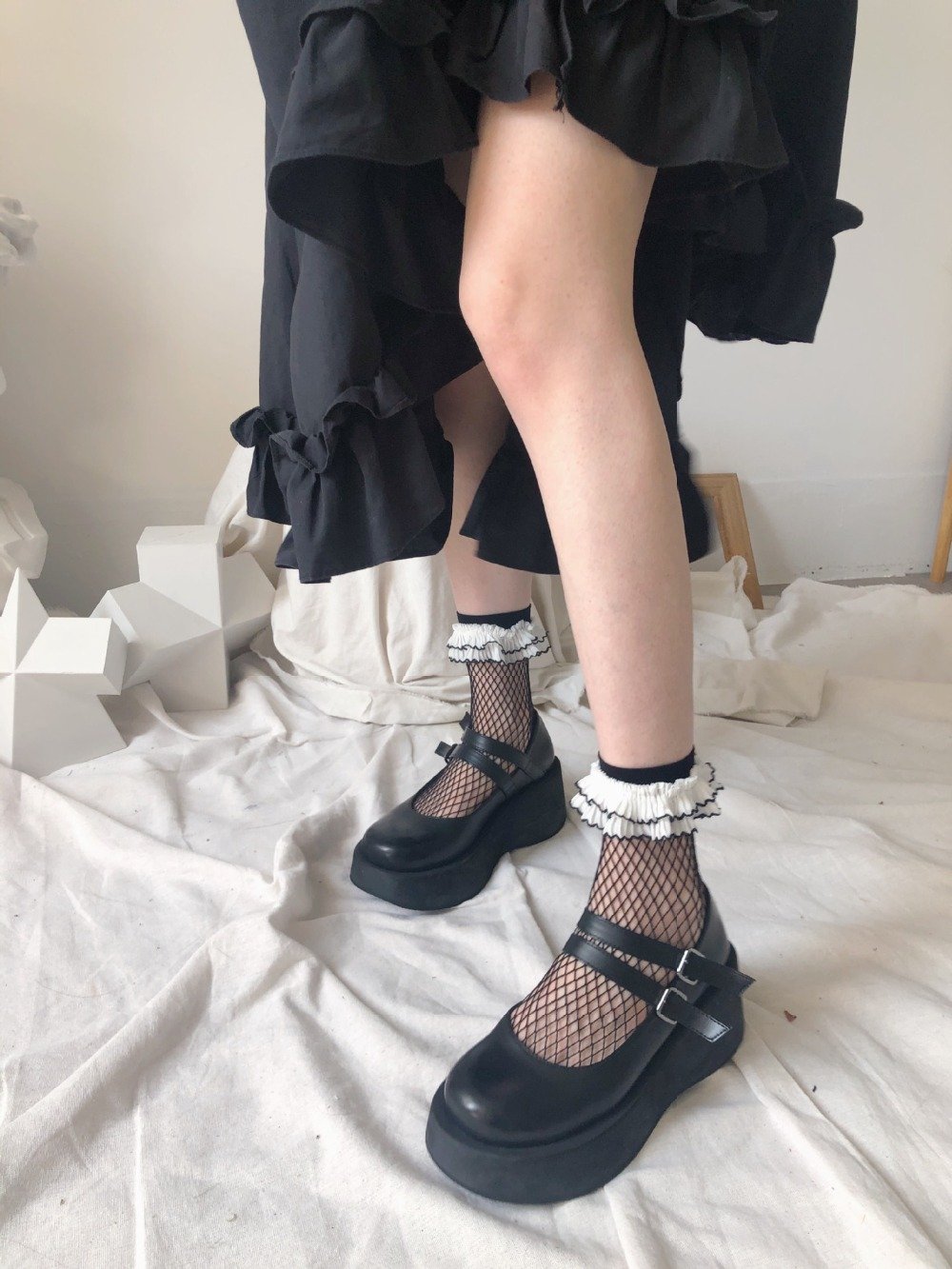 Crossdresser Cute Lace Fishnet Mesh Ankle Socks