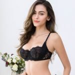 1 2 Cup Lace Flora Unlined Underwire Transparent Breathable Bra-0