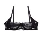 1 2 Cup Lace Flora Unlined Underwire Transparent Breathable Bra-0