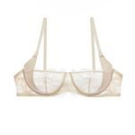 1 2 Cup Lace Flora Unlined Underwire Transparent Breathable Bra-0