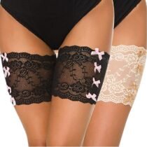 2PCS Lace Bowknot Thigh Bands Anti-chafing Bands-0