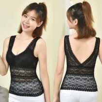 2 PCS Thin Lace Vest Tube Top Wrap Removable Chest Pad Breathable Tank Top-0