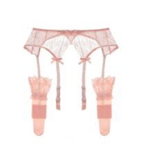 2 Pcs Floral Lace Bow Underwear Garters and Stockings-0