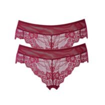 2 Pcs Floral Lace Mid-Rise 3 Colors Panties-0