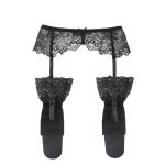 2 Pcs Lace Flora Garter Belt Stockings Set-0