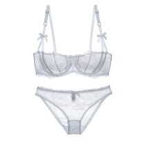 2 Set Lace Ultra-Thin Transparent Half Cup For Women Bra Panty Set-8191