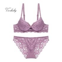 3 Pcs Lace Push Up Set Solid Flower Underwire Underwear Bra and Panty Set-8305