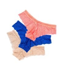 3 Pcs Low-Rise Floral Lace Transparent Underwear Low-Waist Panties-0