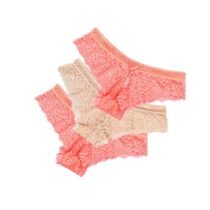 3 Pcs Low-Rise Floral Lace Transparent Underwear Low-Waist Panties-8335